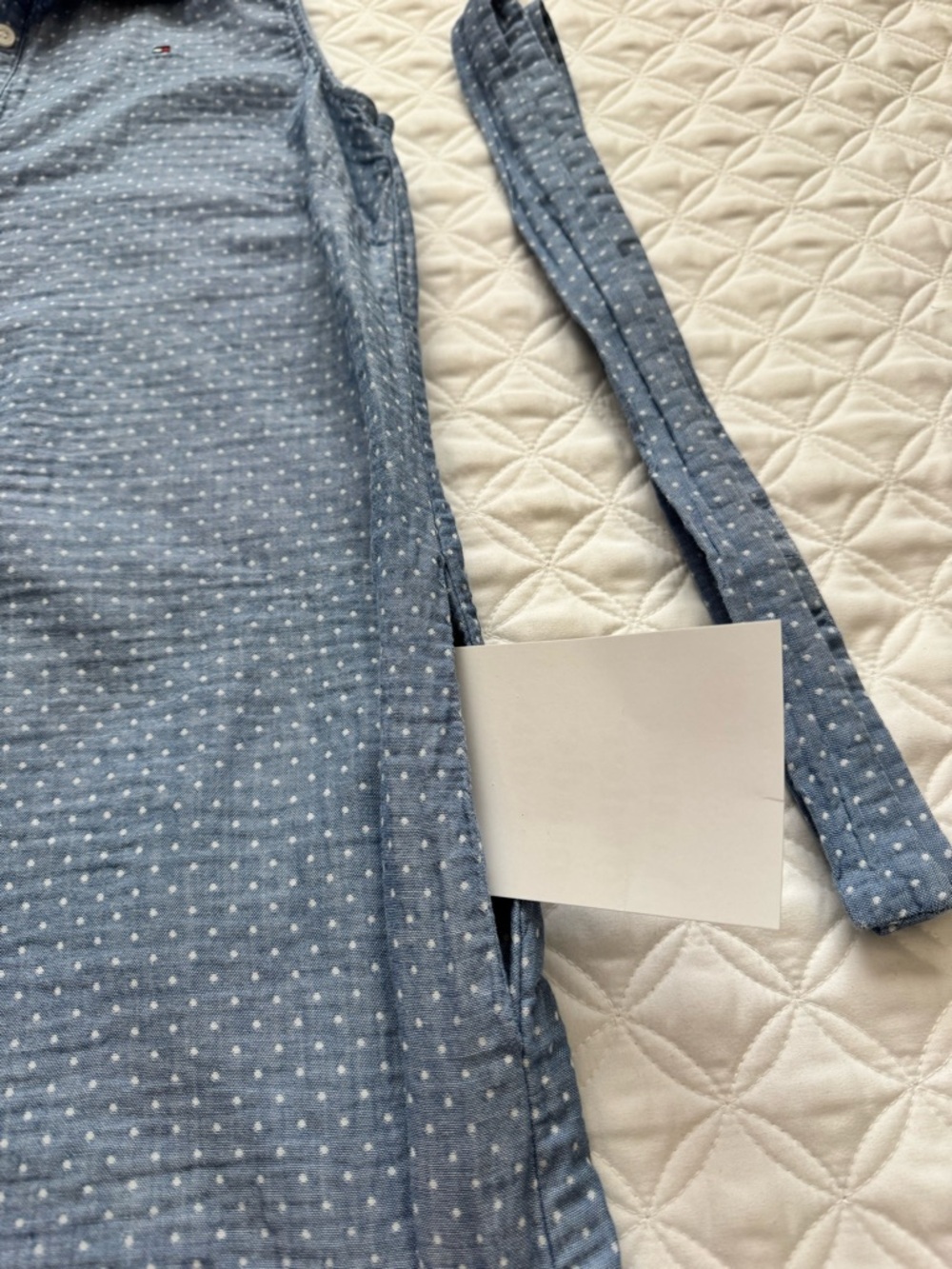 NWOT Tommy Hilfiger Blue Sleeveless Button-Front Polka Dot Shirt Dress Size 8 - Picture 6 of 16